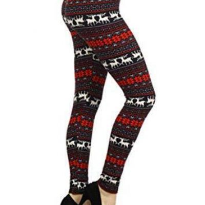 High Waisted Novelty Christmas One Size Plus Full Length Christmas Rush
